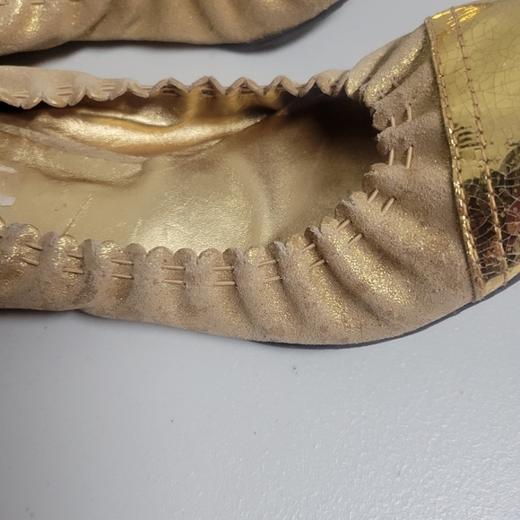 Tory Burch Gold Leather Ballet Flats Size 9. - Picture 12 of 13